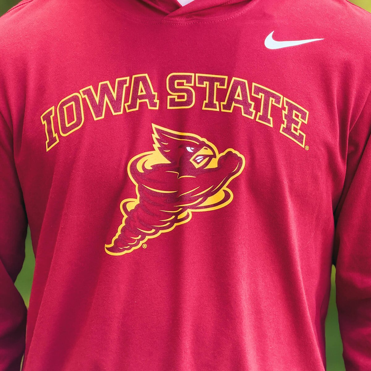 Nike Punching Cy Cardinal Hooded Long Sleeve design close up